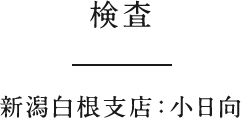 検査　新潟白根支店：小日向